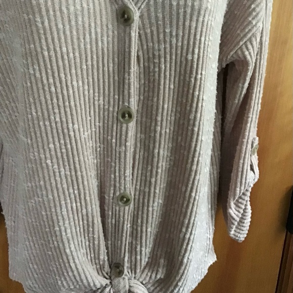 Tan Button-Up Ribbed Cardigan - Picture 2 of 5